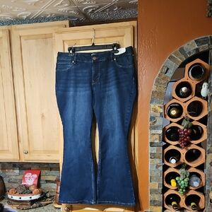 M Jeans By Maurices Classic Flare Jeans Mid Rise Super Stretch Distressed Blue